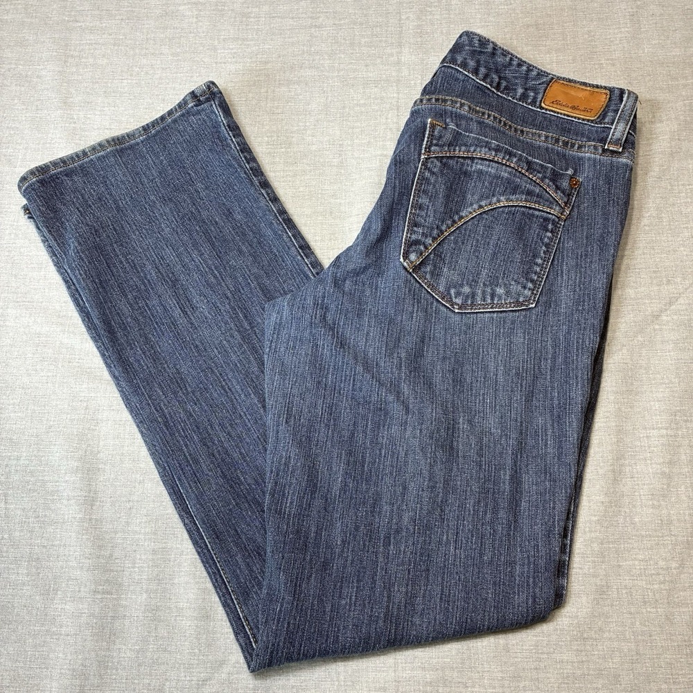 Eddie Bauer Women's Curvy Straight Jeans Size 8 Regular Blue Denim 5 Pocket